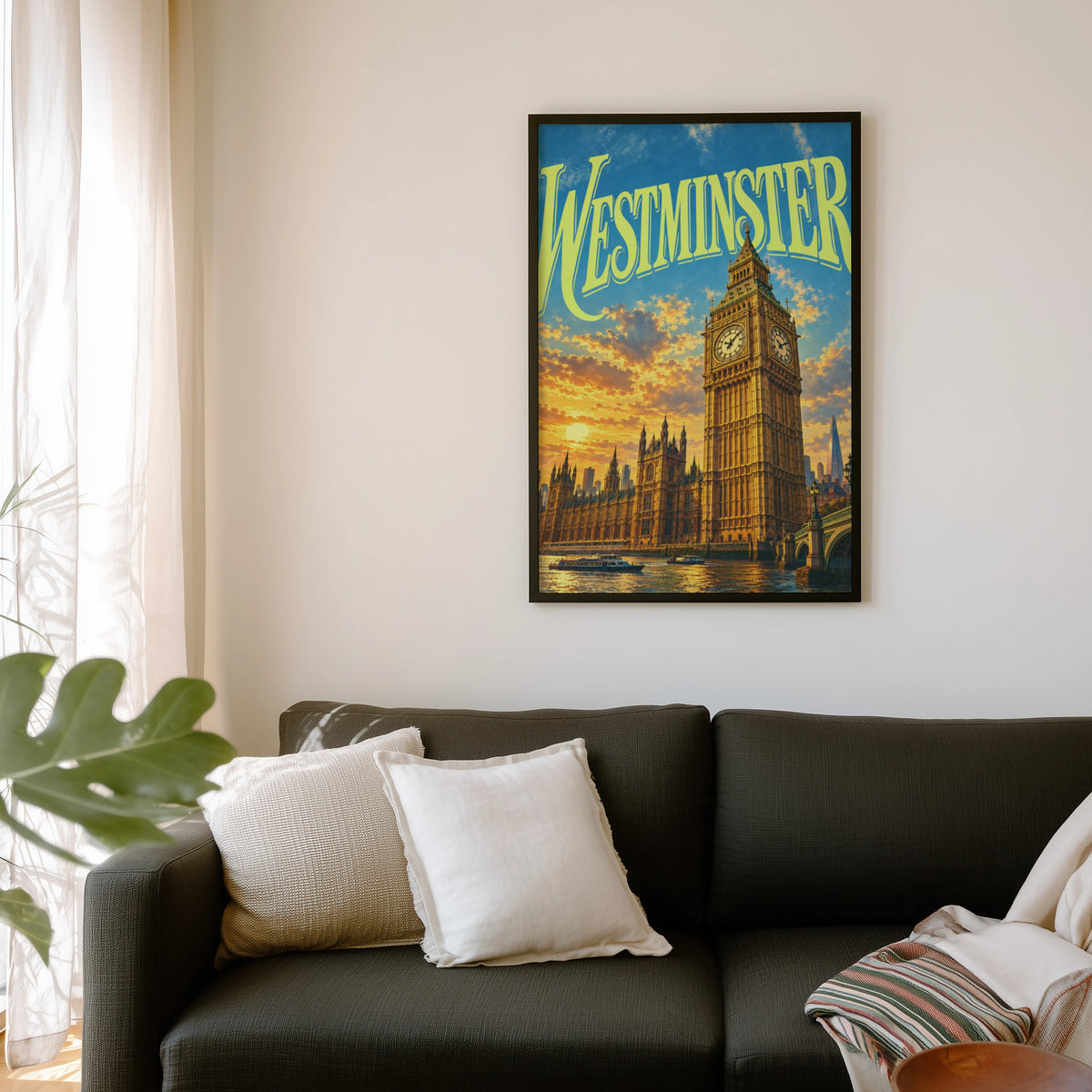 Vintage Westminster Poster, London Wall Art, Big Ben Print
