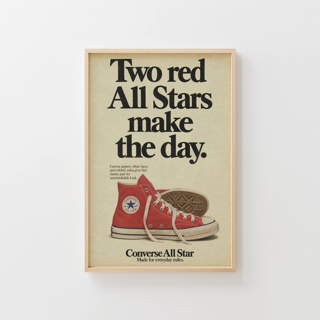 Vintage Red Sneaker Poster, Retro Advert Wall Art, Print