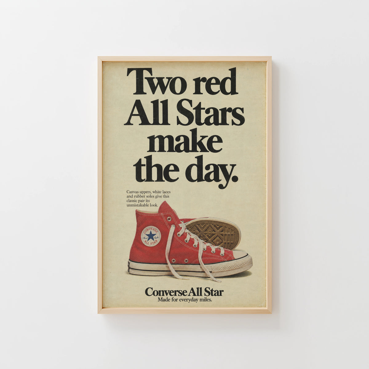 Vintage Red Sneaker Poster, Retro Advert Wall Art, Print