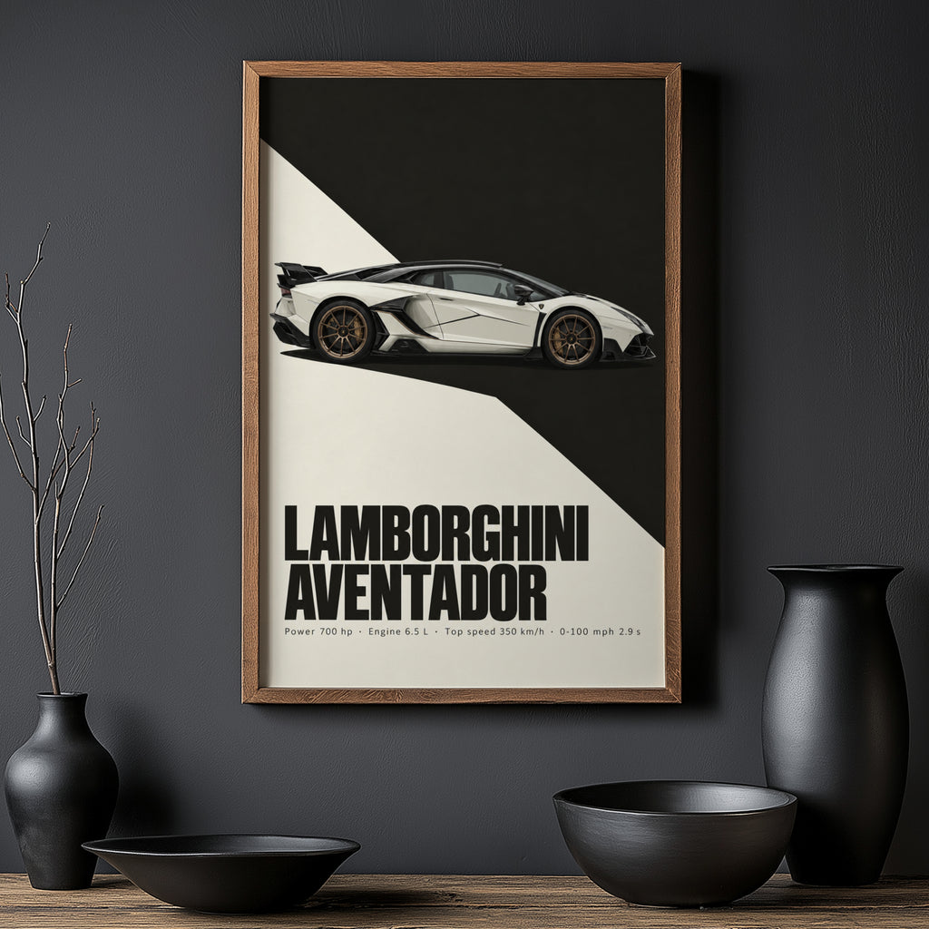 Vintage Lamborghini Aventador Print, Car Poster