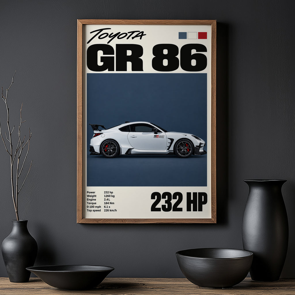 Vintage Toyota GR 86 Print, Car Wall Art
