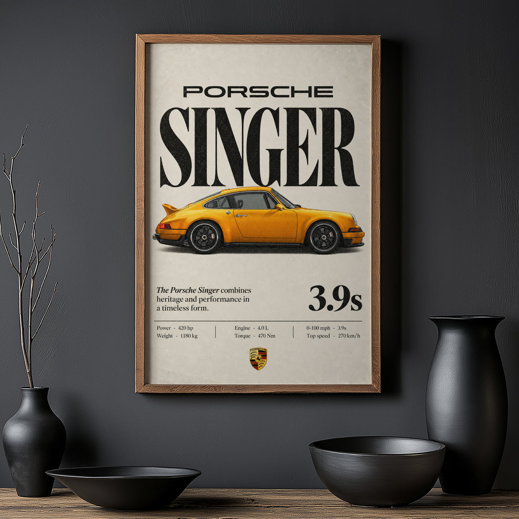 Vintage Porsche Singer Print, Car Poster, Wall Art