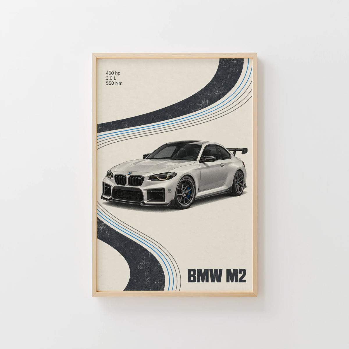 Vintage BMW M2 Print, Car Wall Art, Racing
