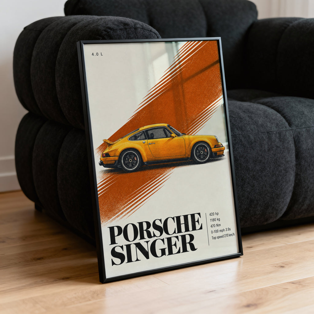 Vintage Porsche Singer Print, Car Wall Art
