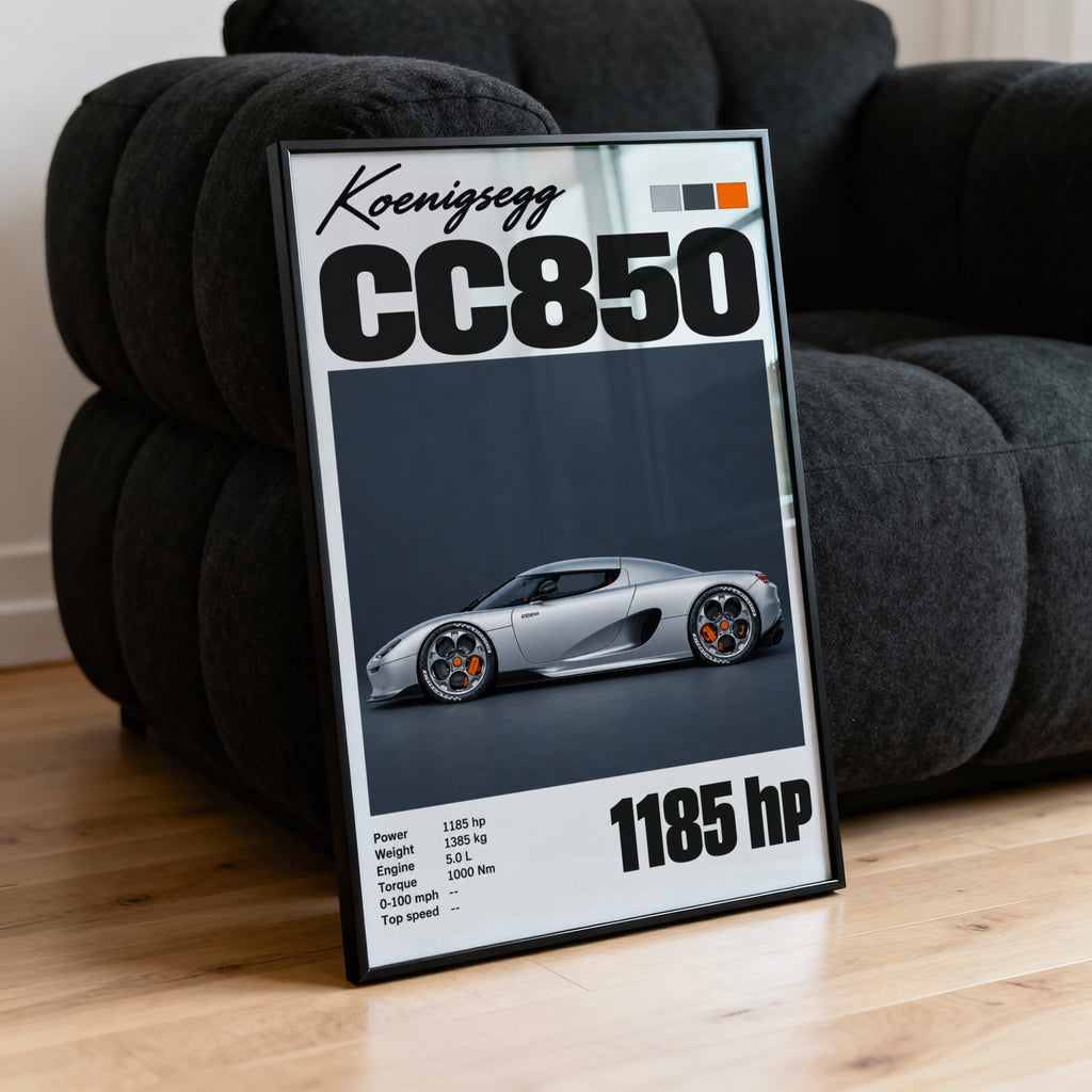 Vintage Koenigsegg CC850 Print, Supercar Wall Art