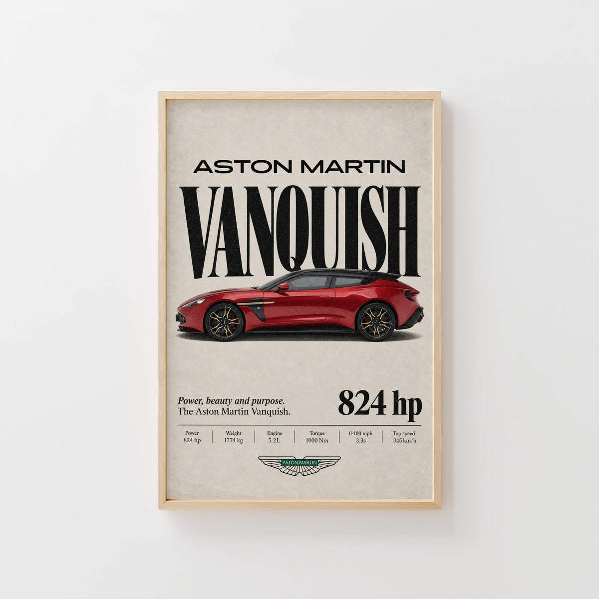 Vintage Aston Martin Vanquish Print, Car Wall Art