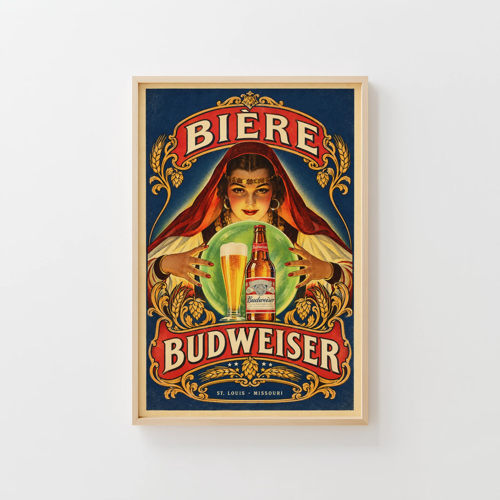 Vintage Budweiser Beer Print, Bar Poster, Pub Wall Art