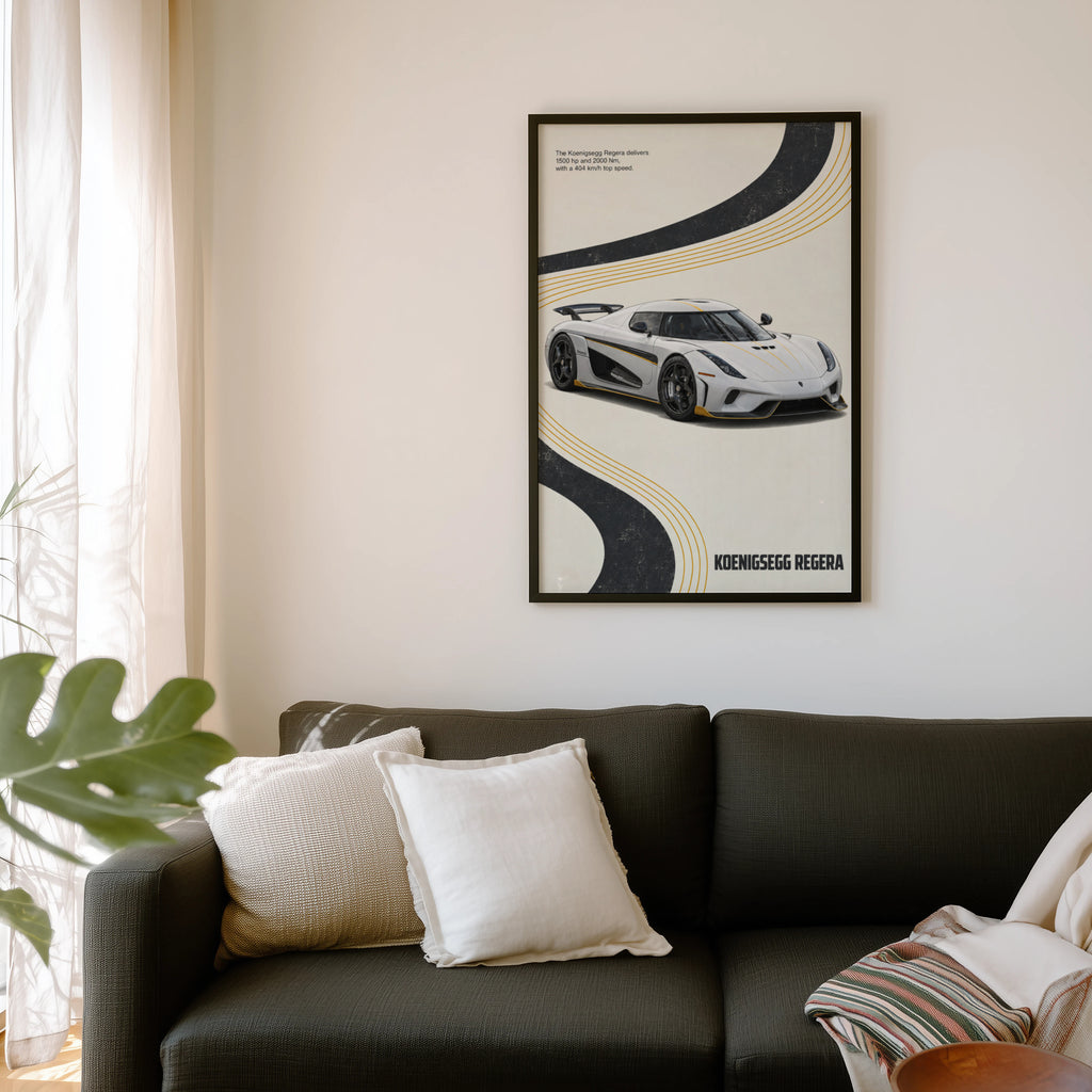 Vintage Koenigsegg Regera Print, Hypercar Wall Art