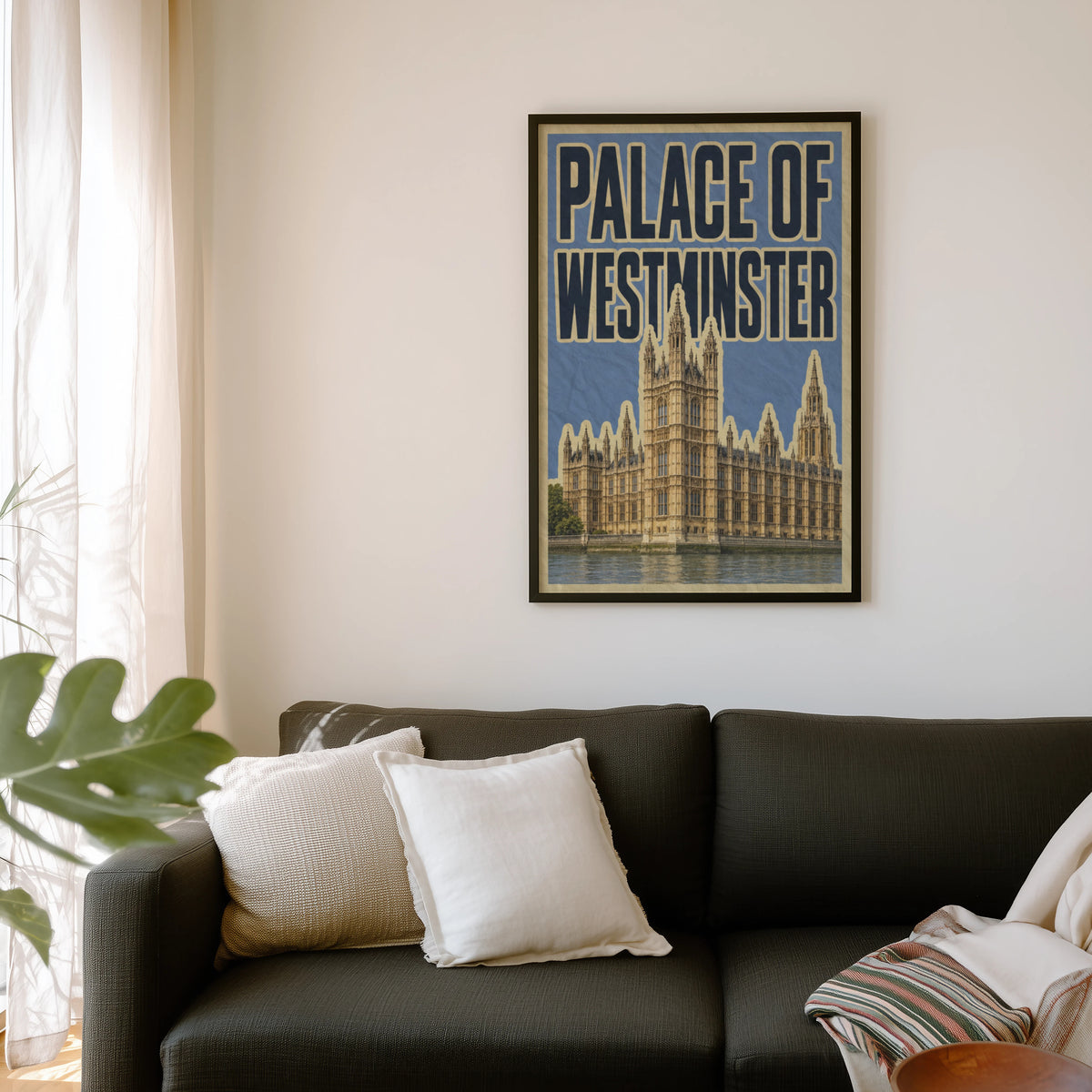 Vintage Palace of Westminster Poster, London Wall Art Print