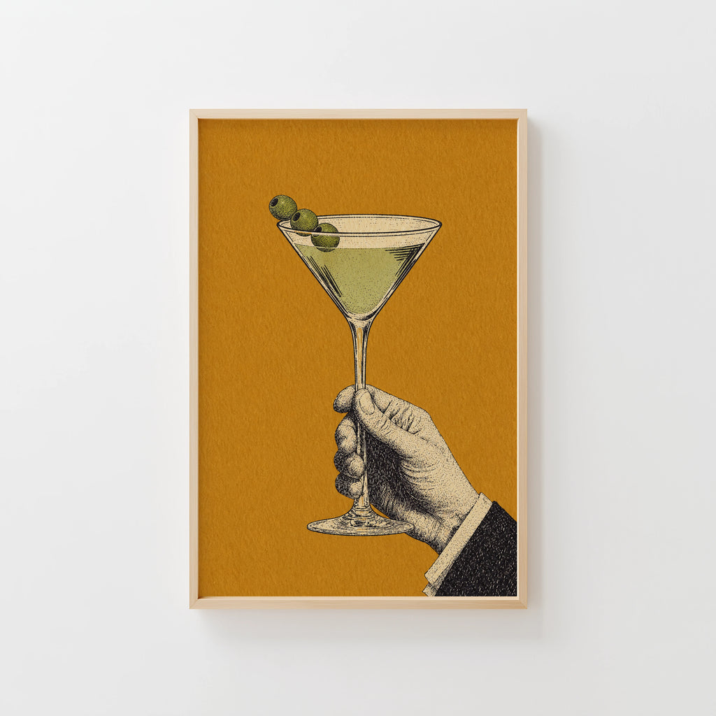 Vintage Martini Print Poster, Cocktail Bar Wall Art
