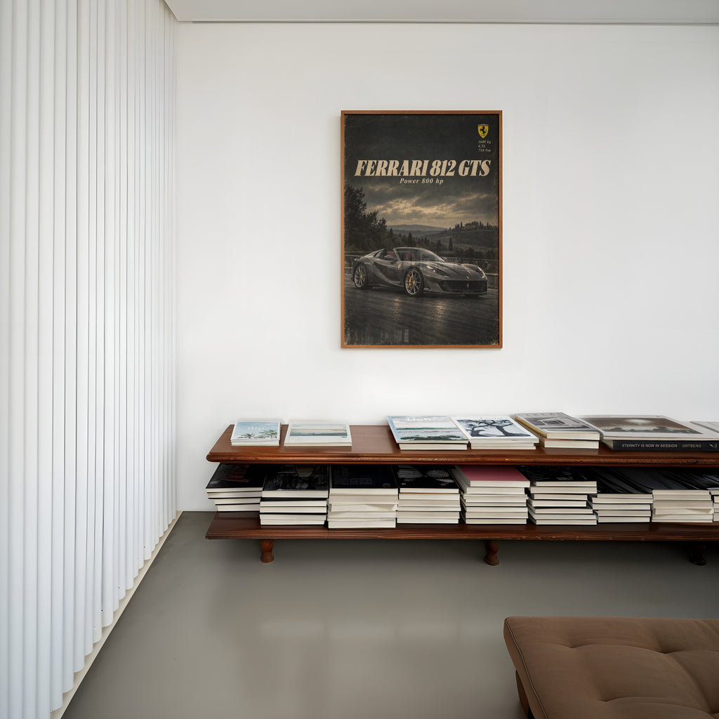 Vintage Ferrari Print, Supercar Wall Art