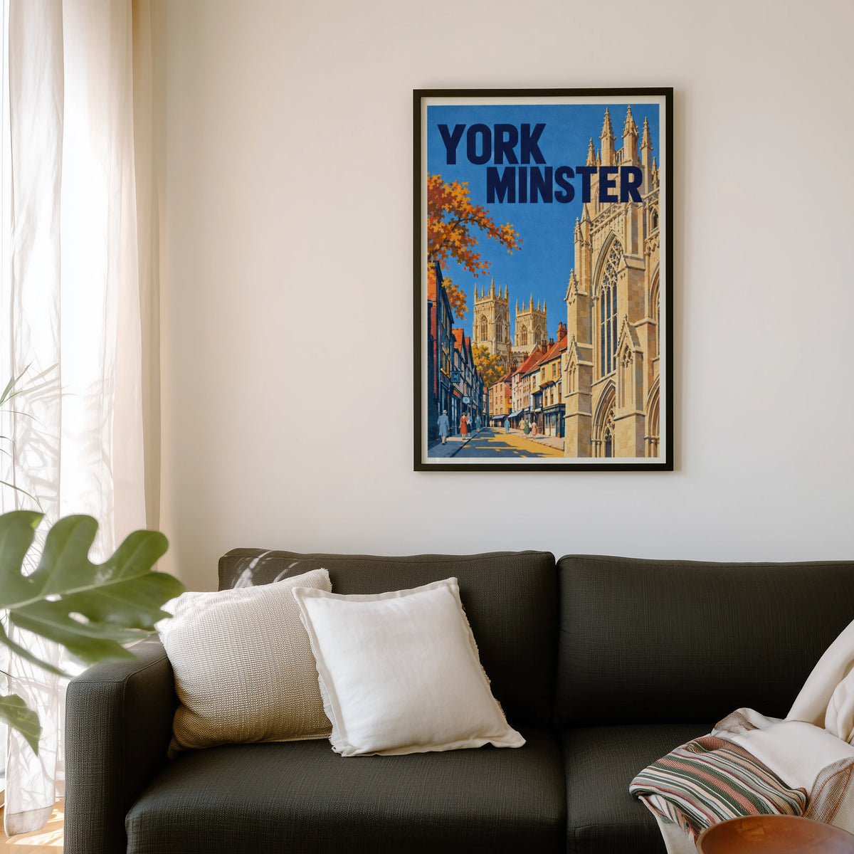 Vintage York Minster Poster, England Travel Wall Art, Print