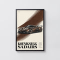 Vintage Koenigsegg Sadairs Print, Hypercar Wall Art