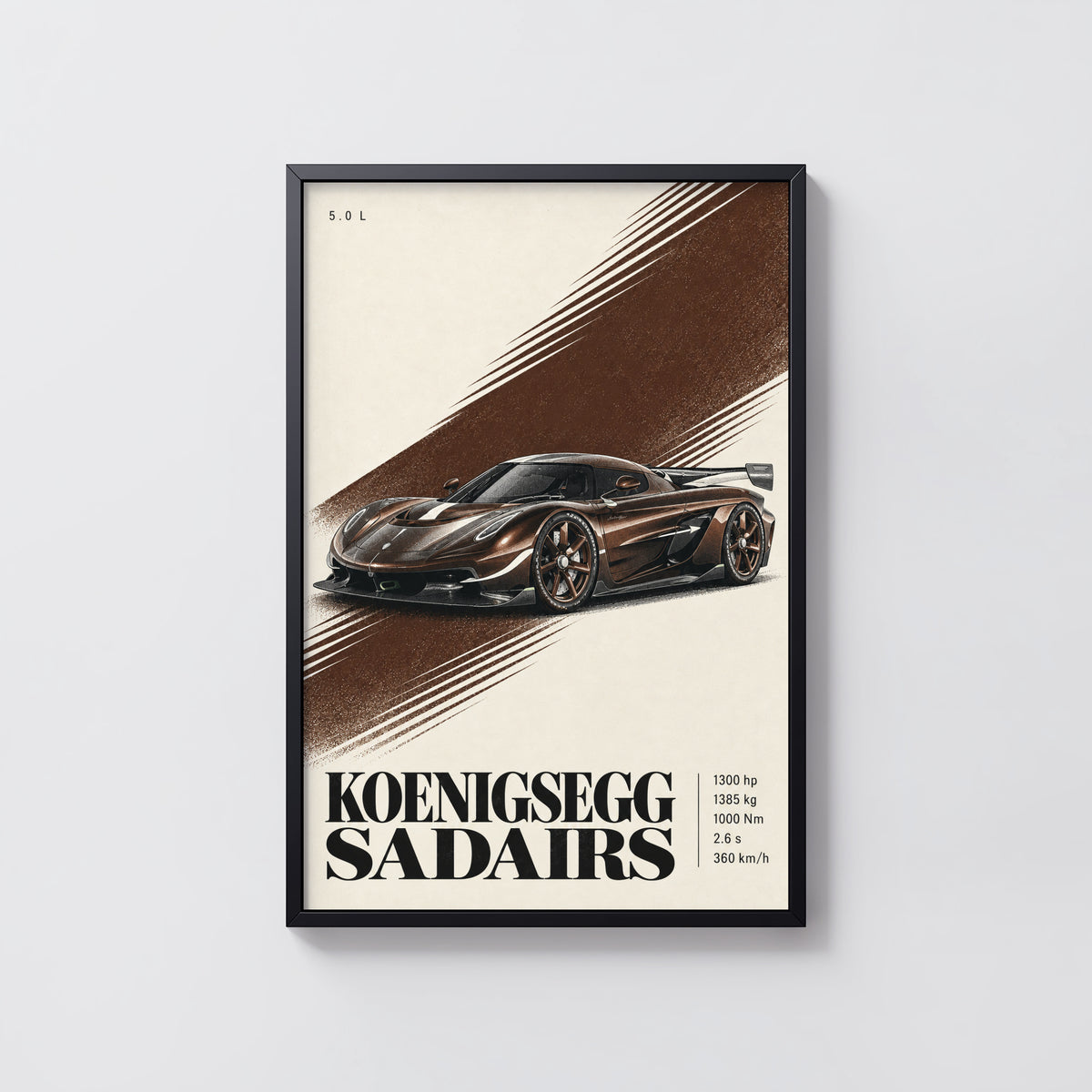 Vintage Koenigsegg Sadairs Print, Hypercar Wall Art