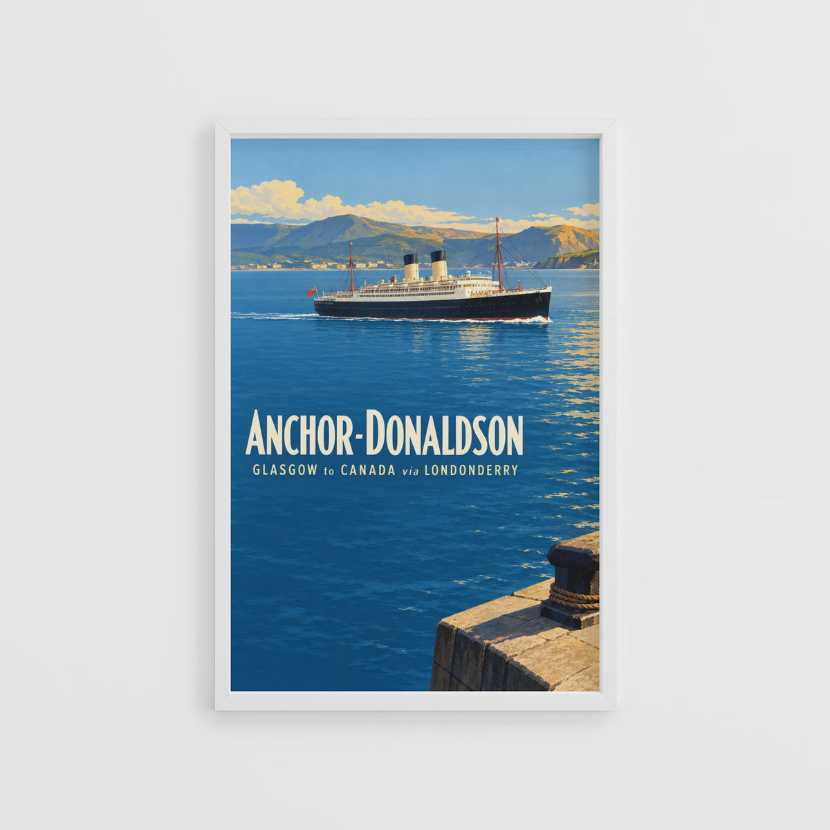Vintage Ocean Liner Poster, Glasgow Canada Wall Art Print