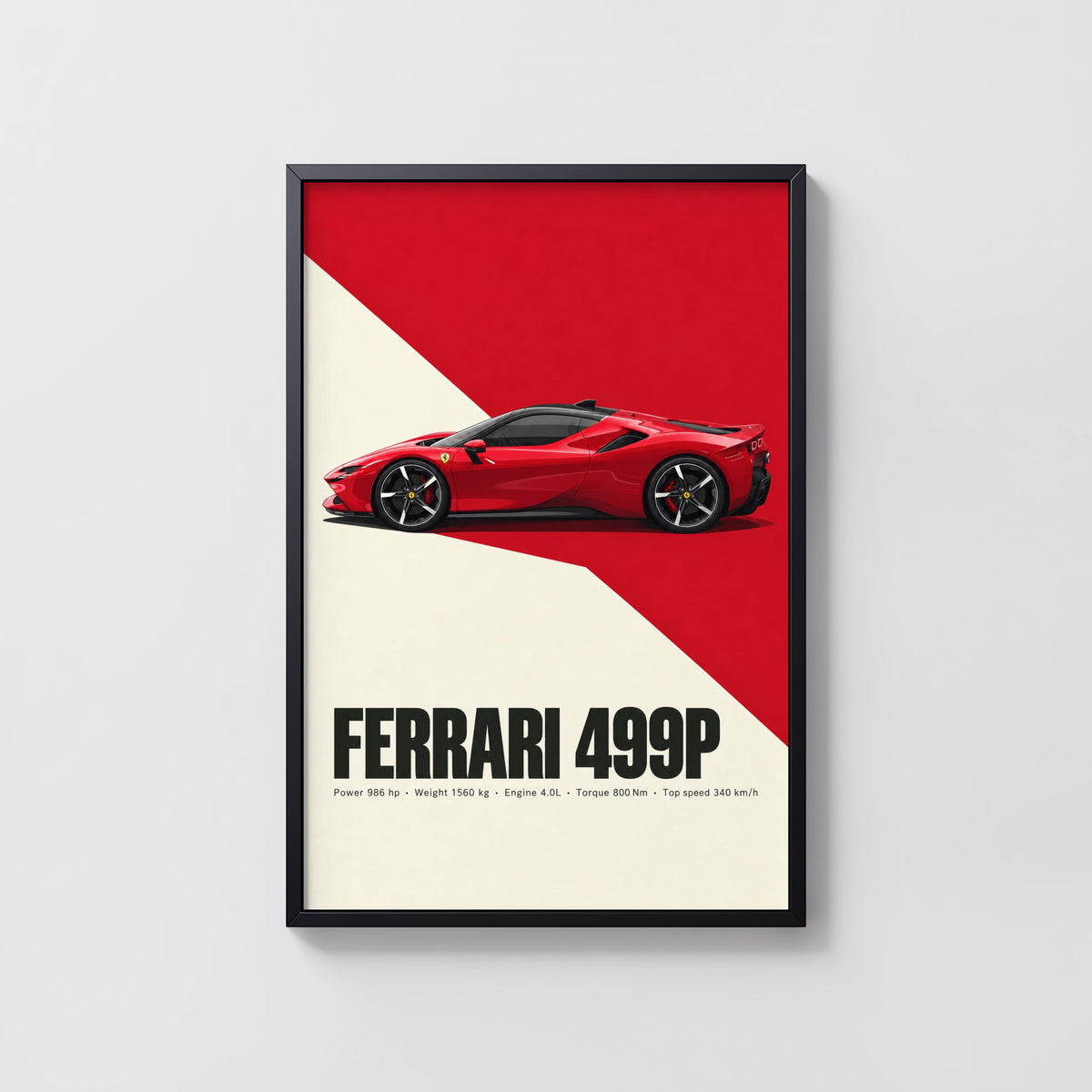 Vintage Ferrari 499P Print, Supercar Wall Art