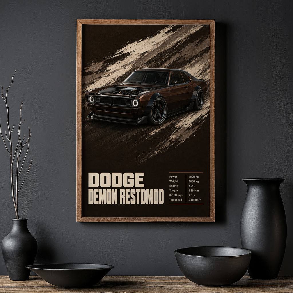 Vintage Dodge Demon Restomod Muscle Car Print