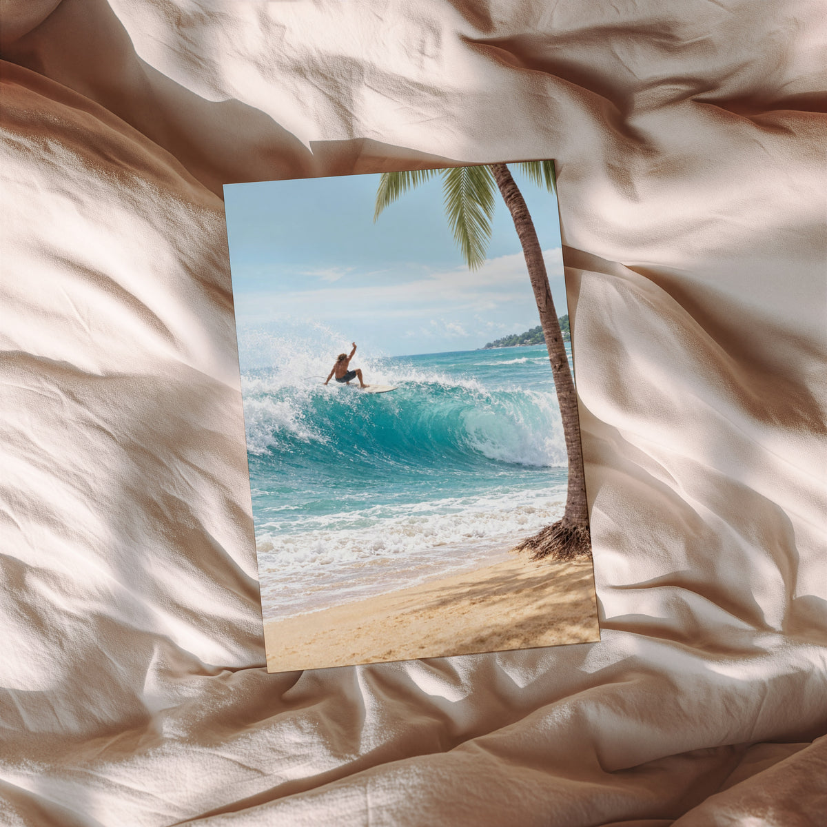 Vintage Surf Print, Surfer Poster, Tropical Beach Wall Art