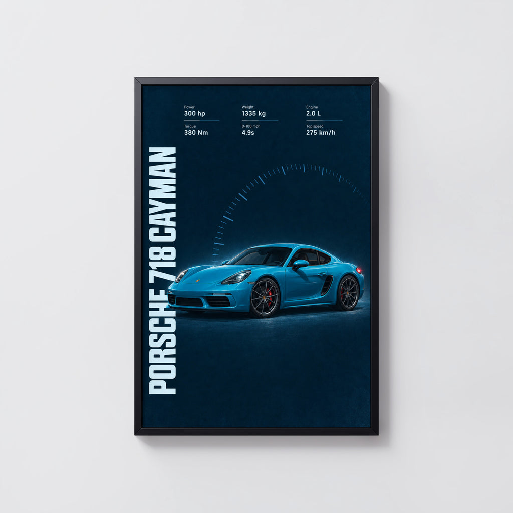 Vintage Porsche 718 Cayman Print, Car Wall Art