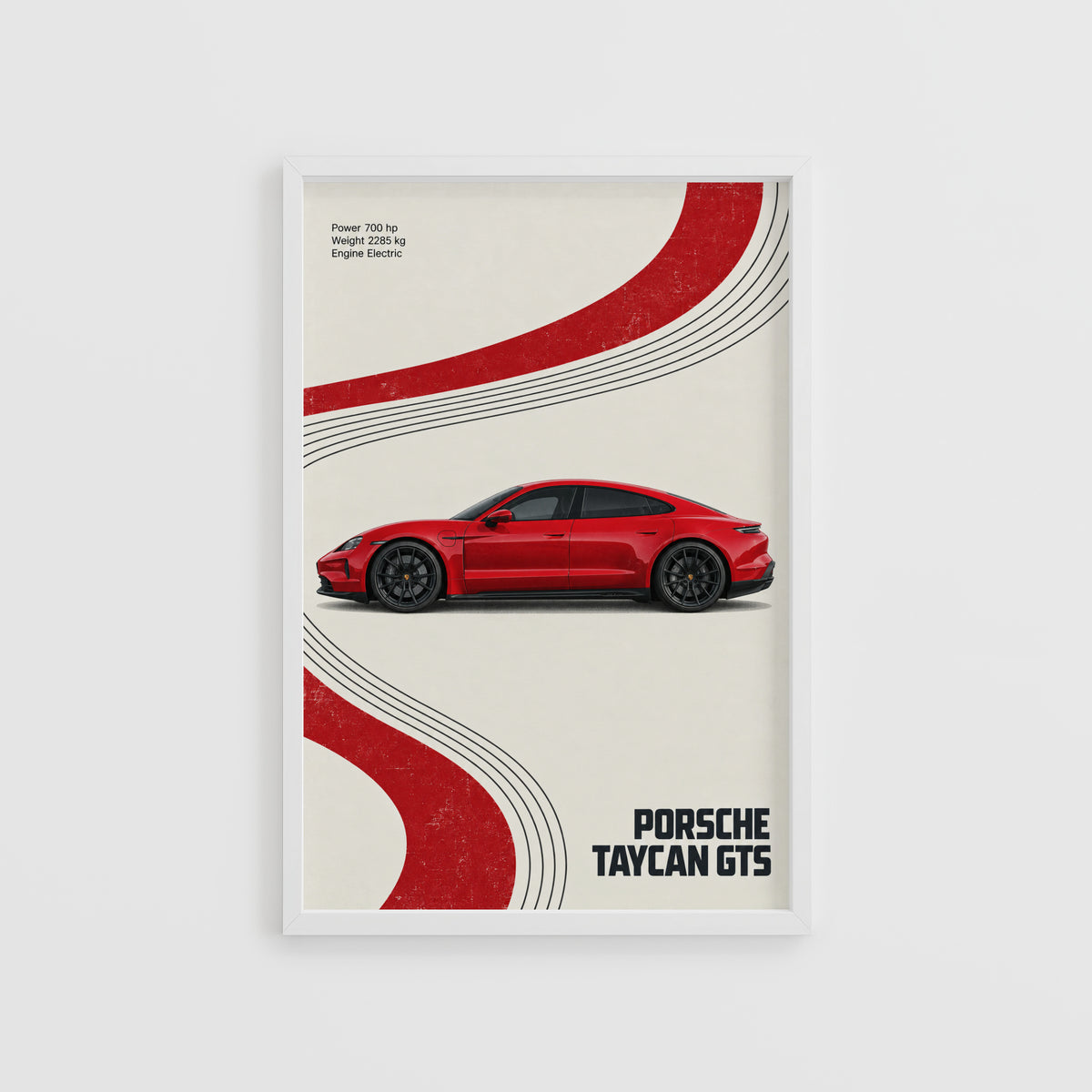 Vintage Porsche Taycan GTS Print, Car Poster