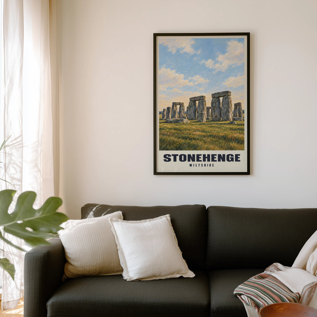 Vintage Stonehenge Poster, Wiltshire Wall Art, England Print