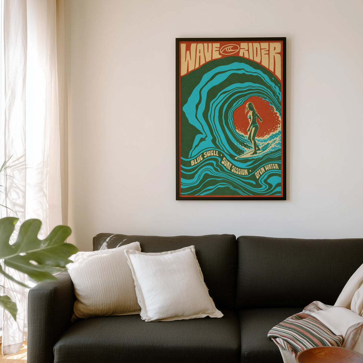 Vintage Wave Rider Surf Print, Retro Surfing Poster