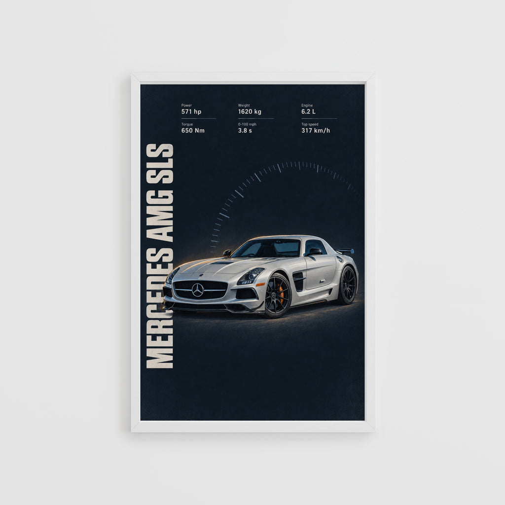 Vintage Mercedes AMG SLS Print, Car Wall Art