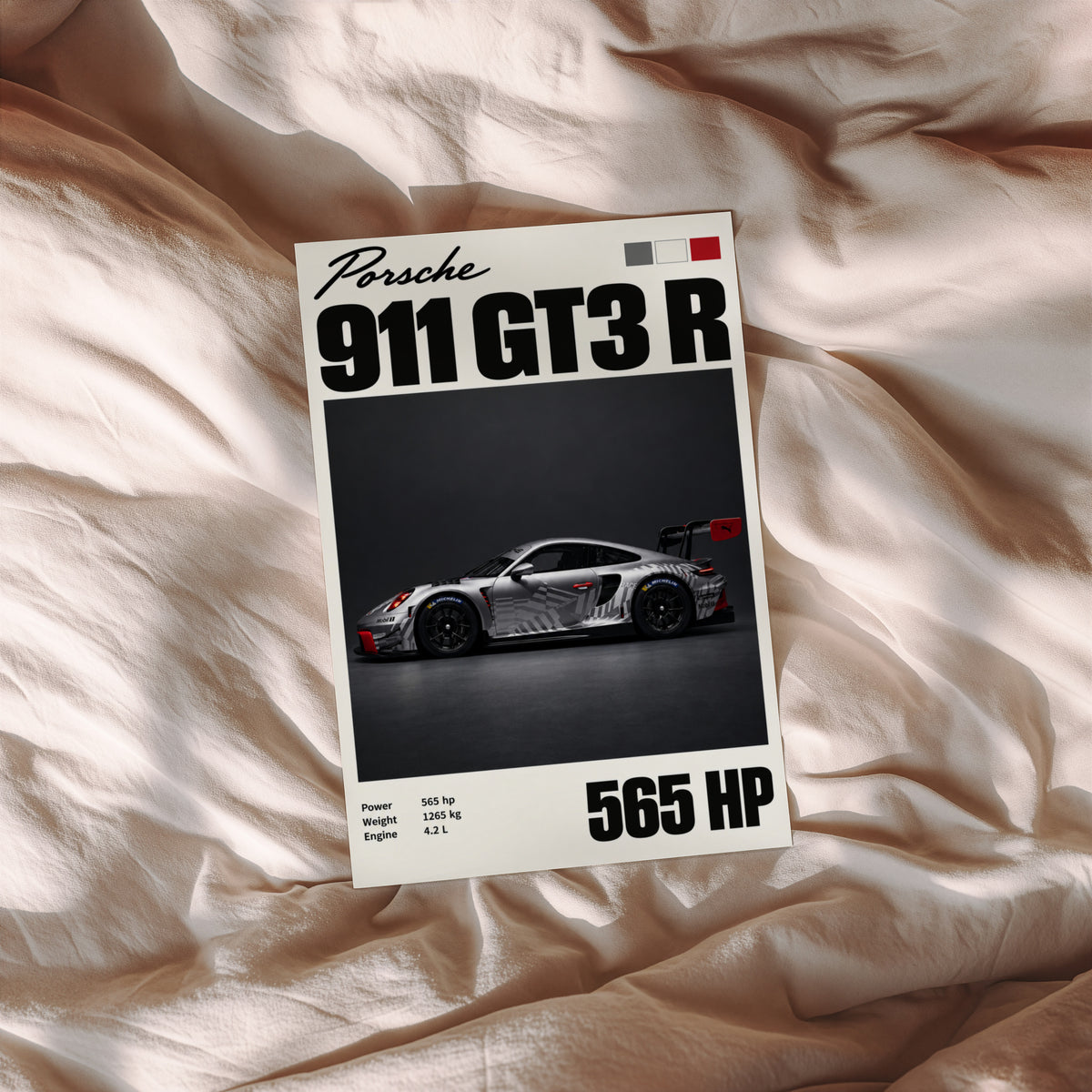 Vintage Porsche 911 GT3 R Print, Racing Car Art