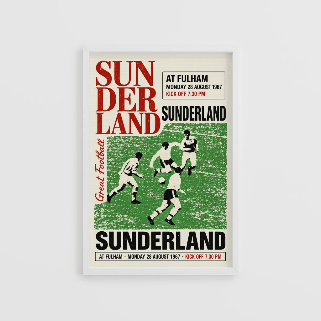 Vintage Sunderland Football Poster, Fulham 1967 Print
