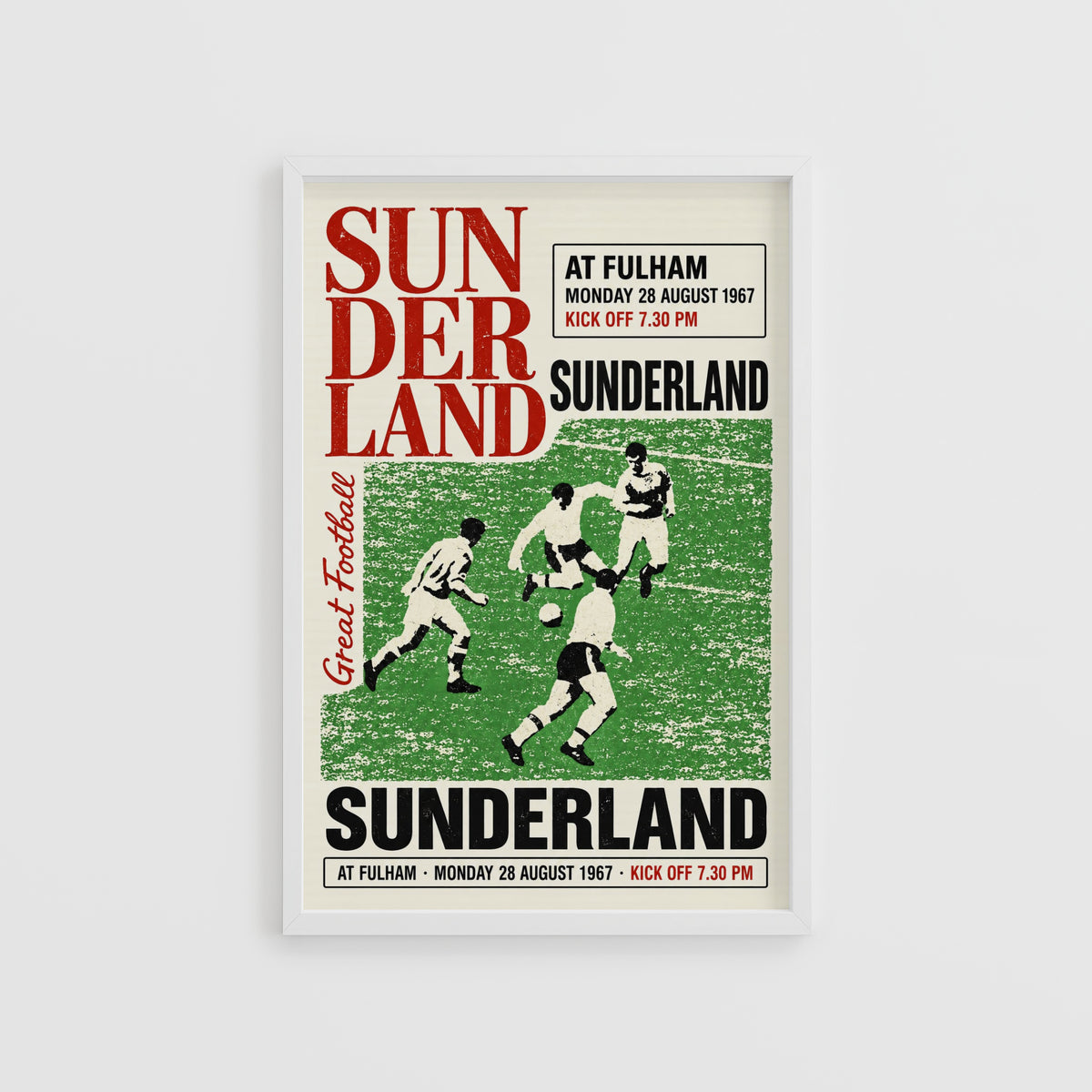 Vintage Sunderland Football Poster, Fulham 1967 Print