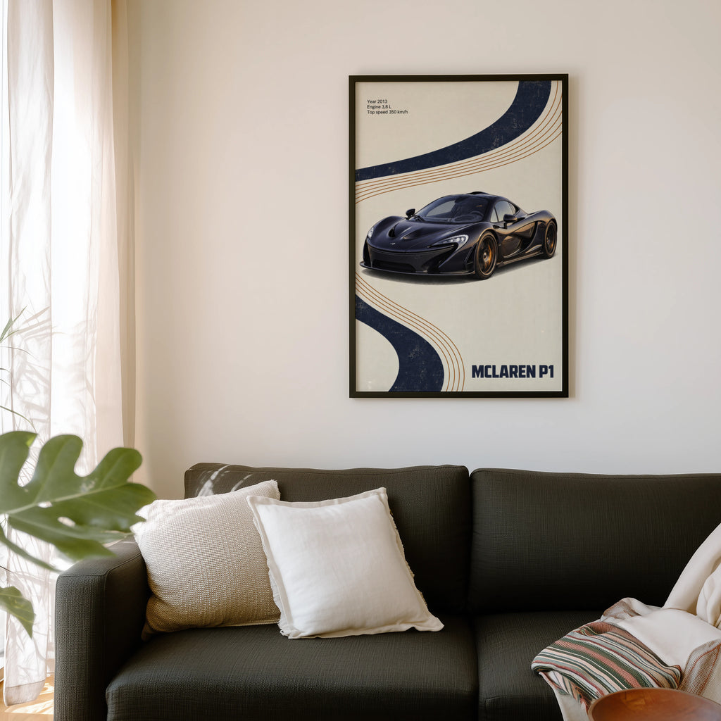 Vintage McLaren P1 Print, Supercar Wall Art