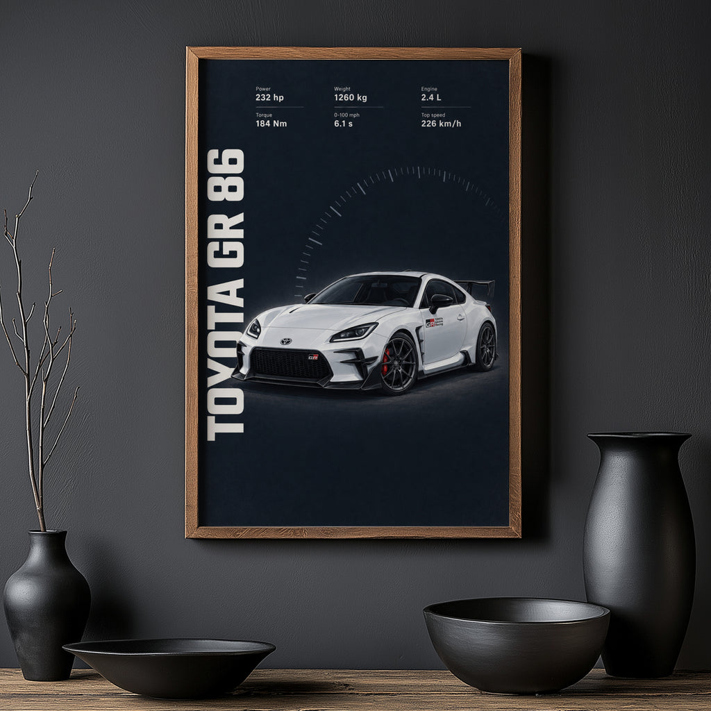 Vintage Toyota GR 86 Print, Car Wall Art