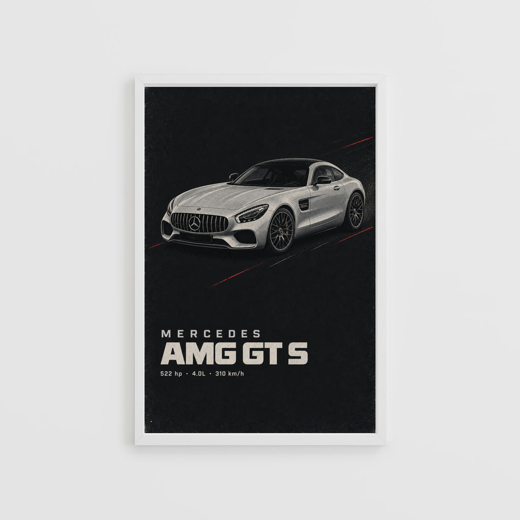 Vintage Mercedes AMG GT S Print, Car Wall Art