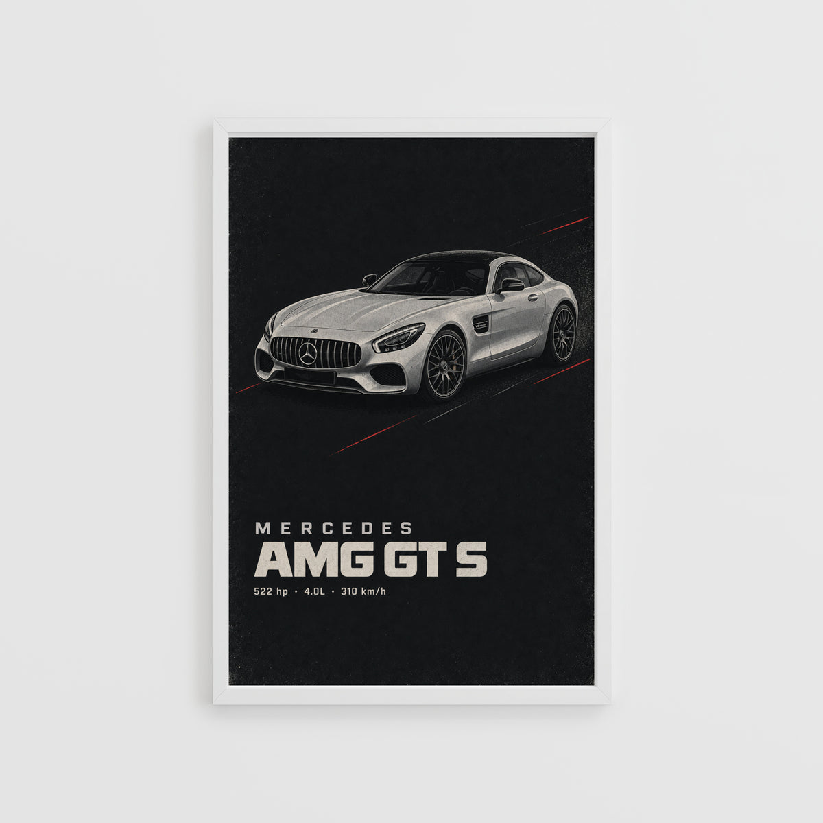 Vintage Mercedes AMG GT S Print, Car Wall Art