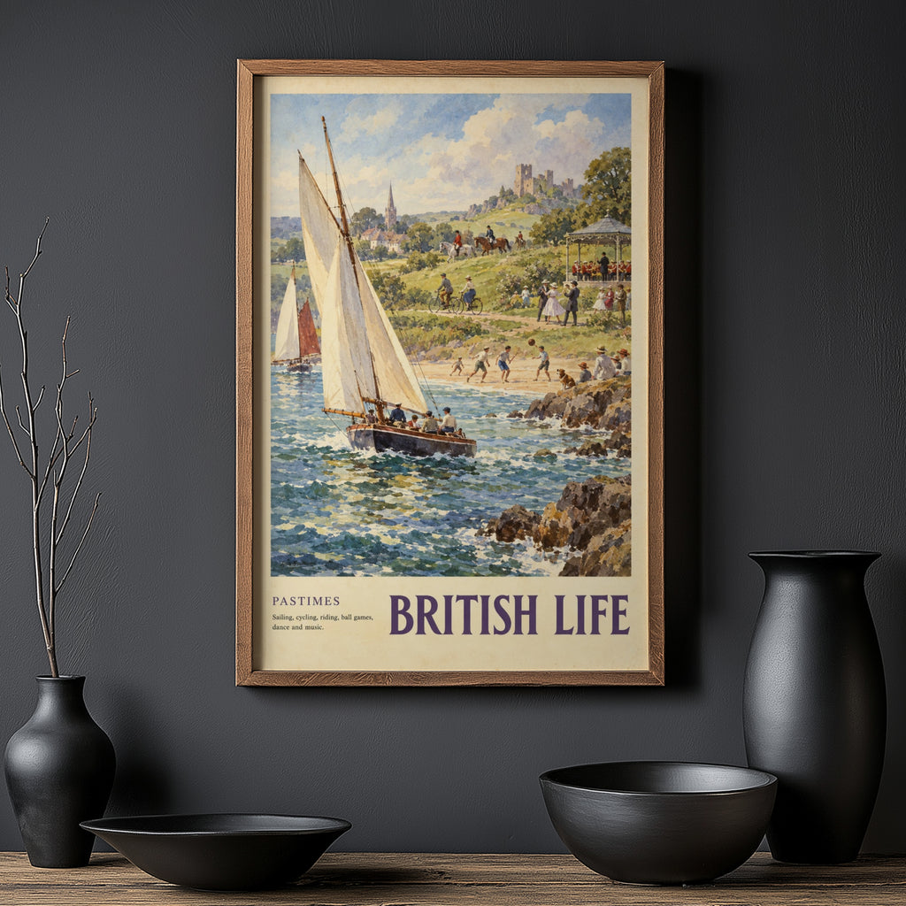 Vintage British Life Poster, Seaside Sailing Wall Art Print