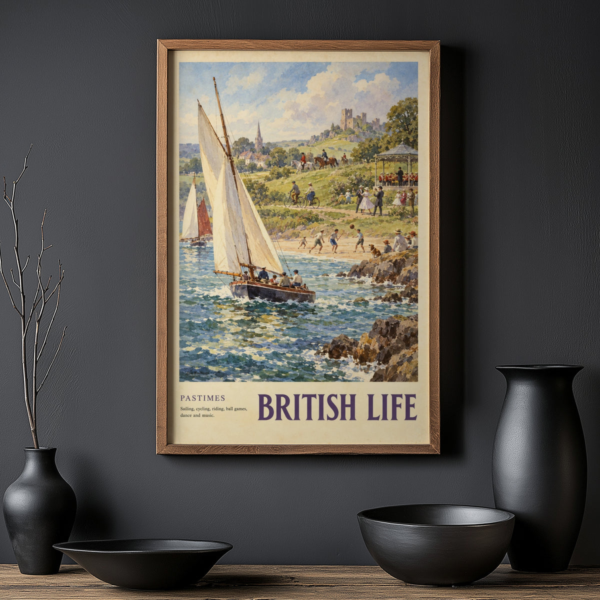 Vintage British Life Poster, Seaside Sailing Wall Art Print