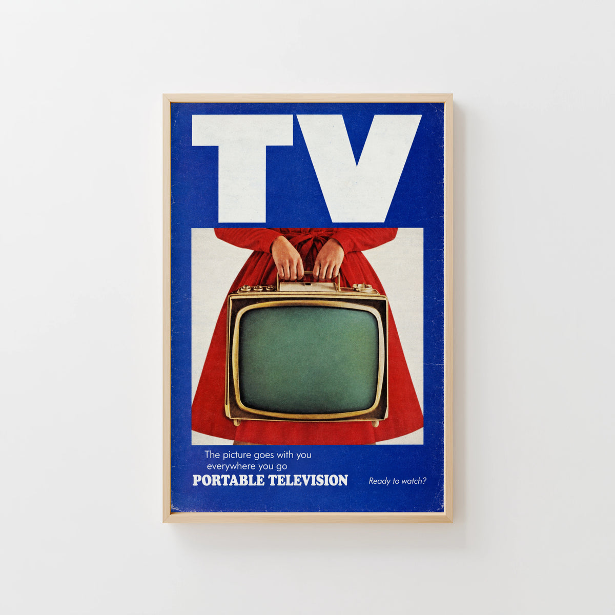 Vintage Portable TV Poster, Retro Advert Wall Art, Print