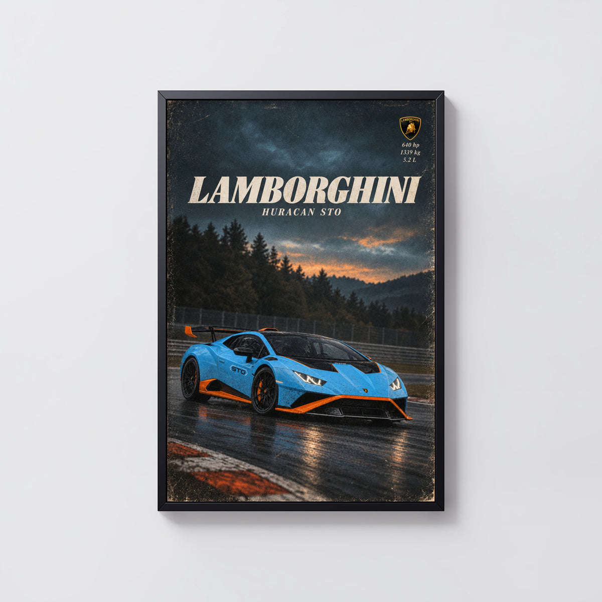 Vintage Lamborghini Huracan STO Print Car Art