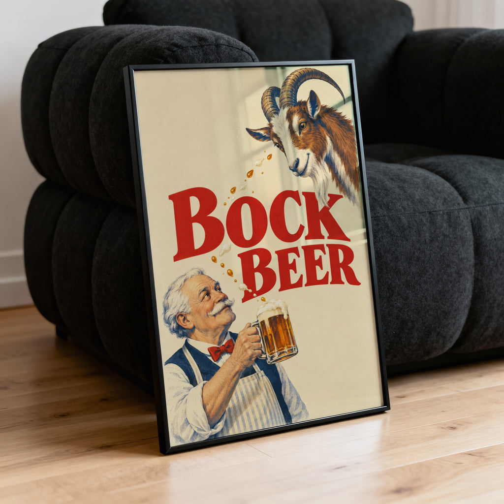 Vintage Bock Beer Print, Goat Poster, Pub Wall Art