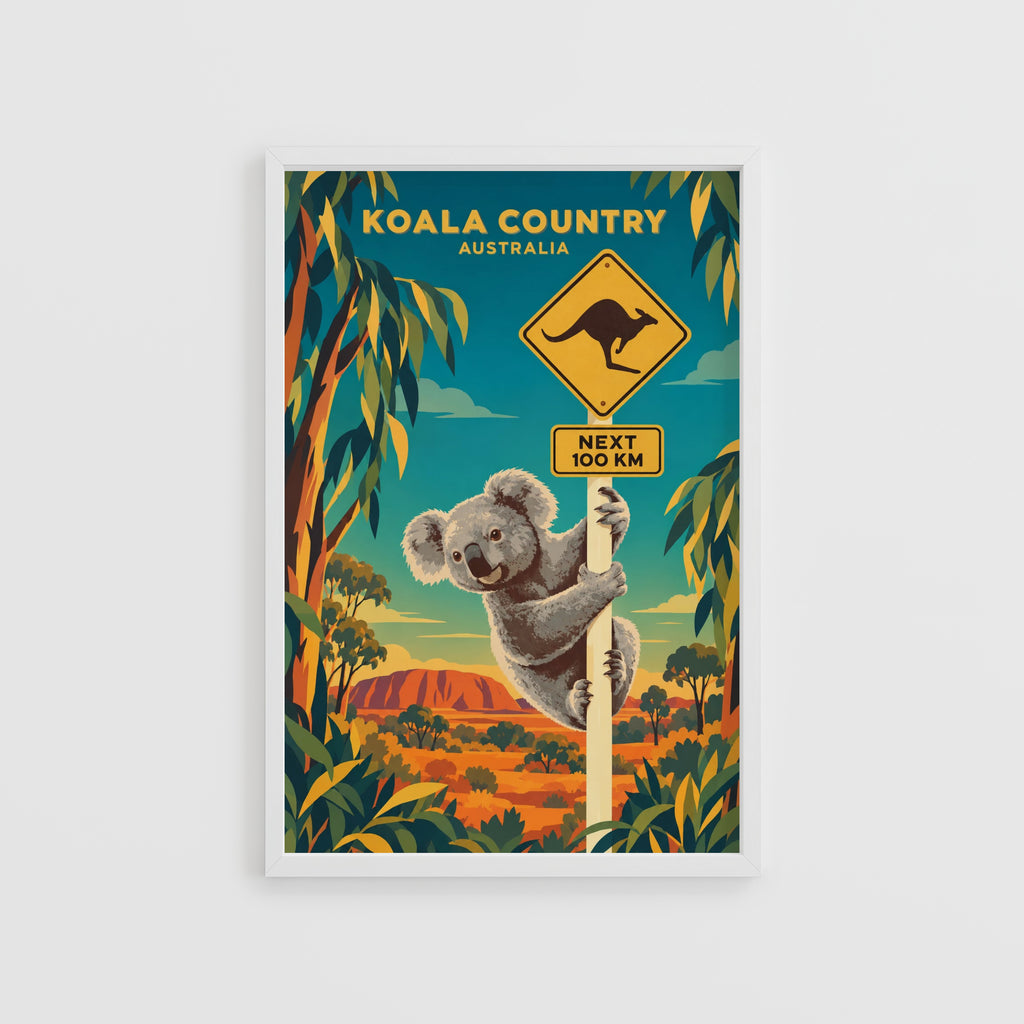 Vintage Koala Australia Poster, Outback Wall Art, Print