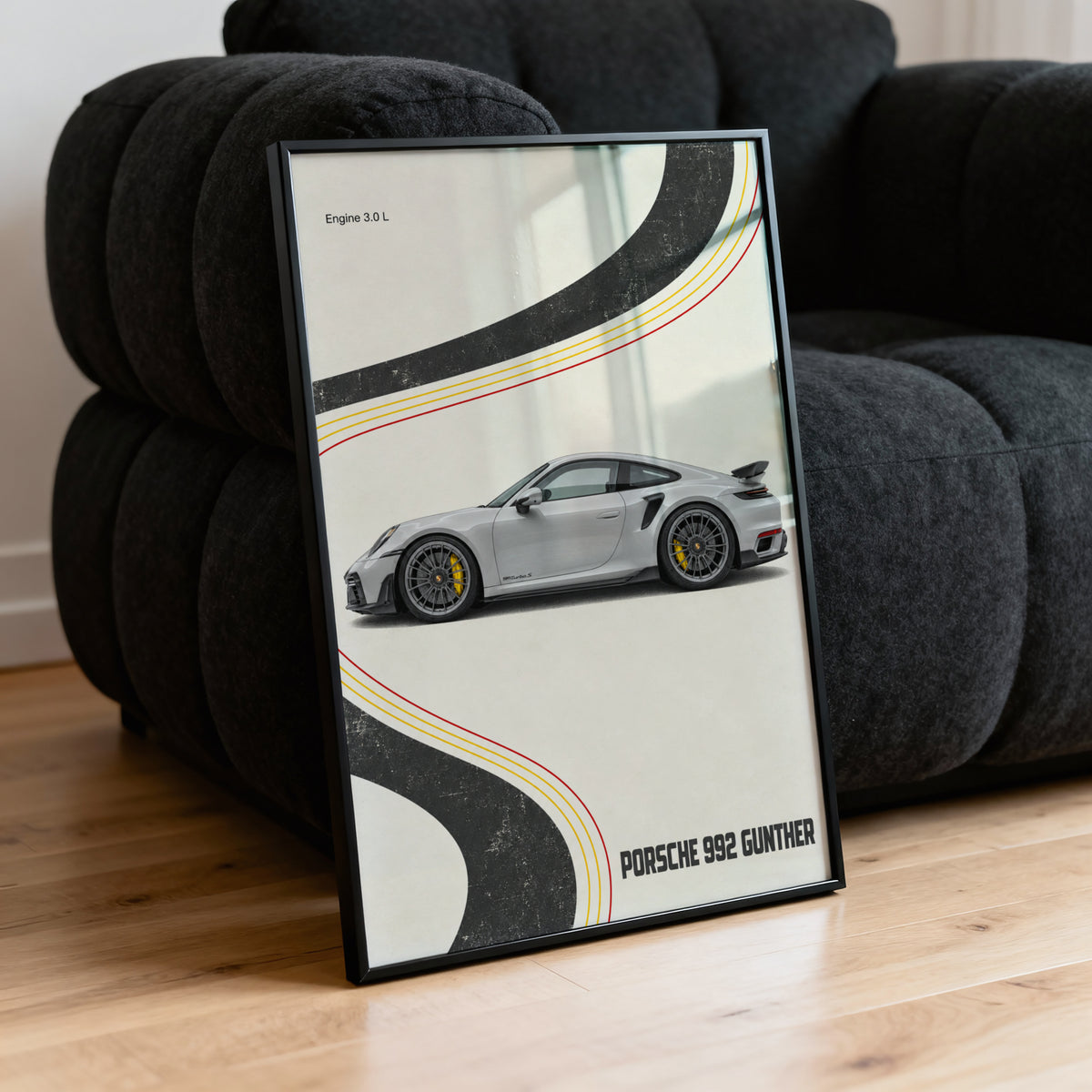 Vintage Porsche 992 Car Print, Retro Wall Art