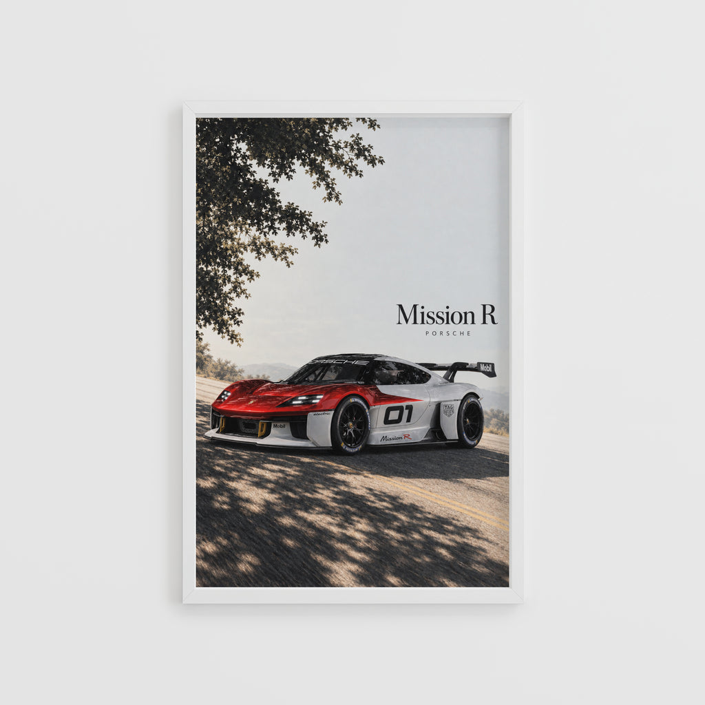 Vintage Porsche Mission R Print, Race Car Art