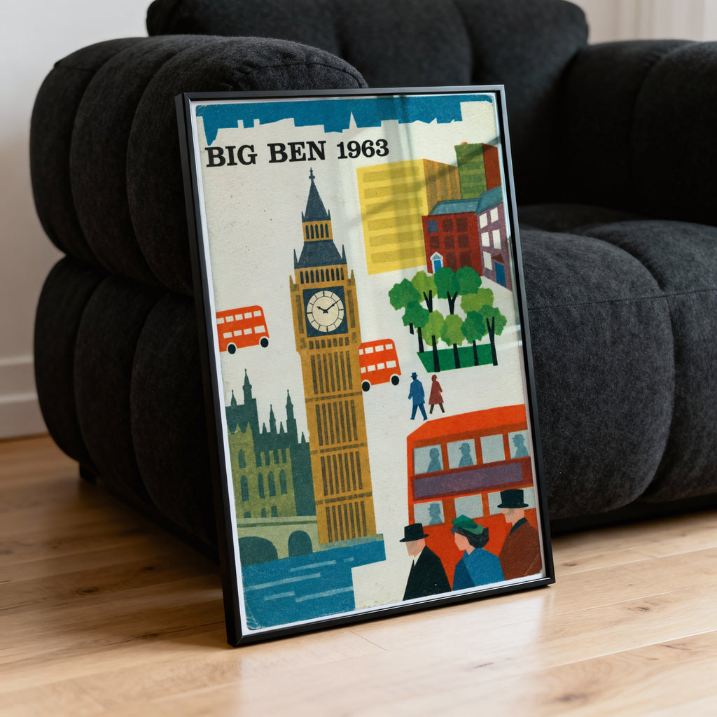 Vintage Big Ben London Poster, Mid Century Wall Art, Print