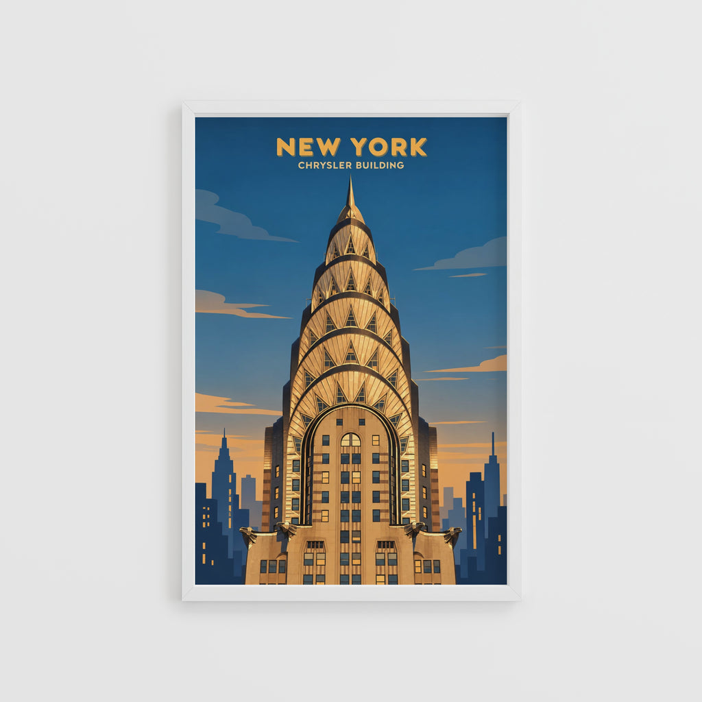 Vintage Chrysler Building Poster, New York Wall Art Print