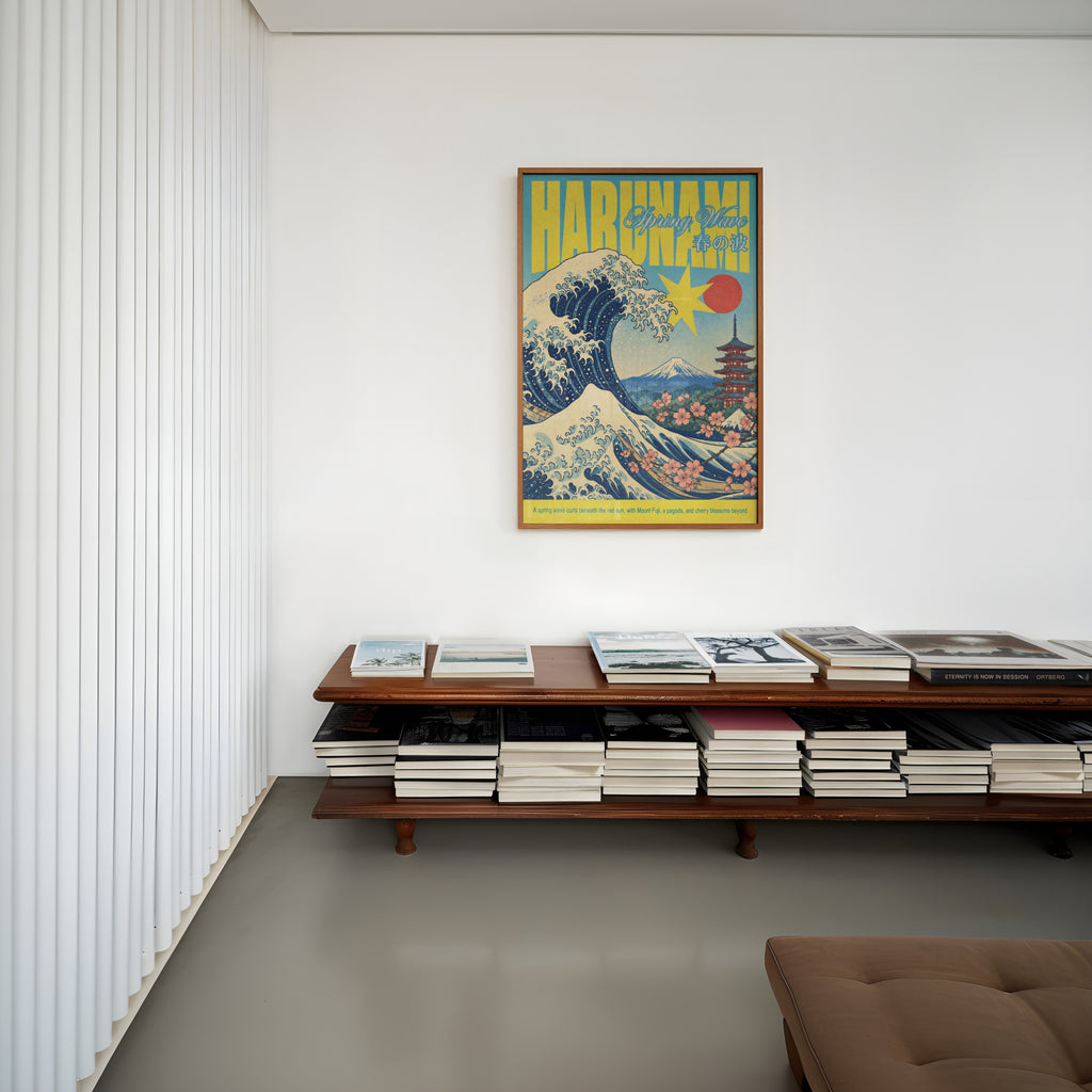 Vintage Japanese Wave Print, Spring Poster, Mount Fuji