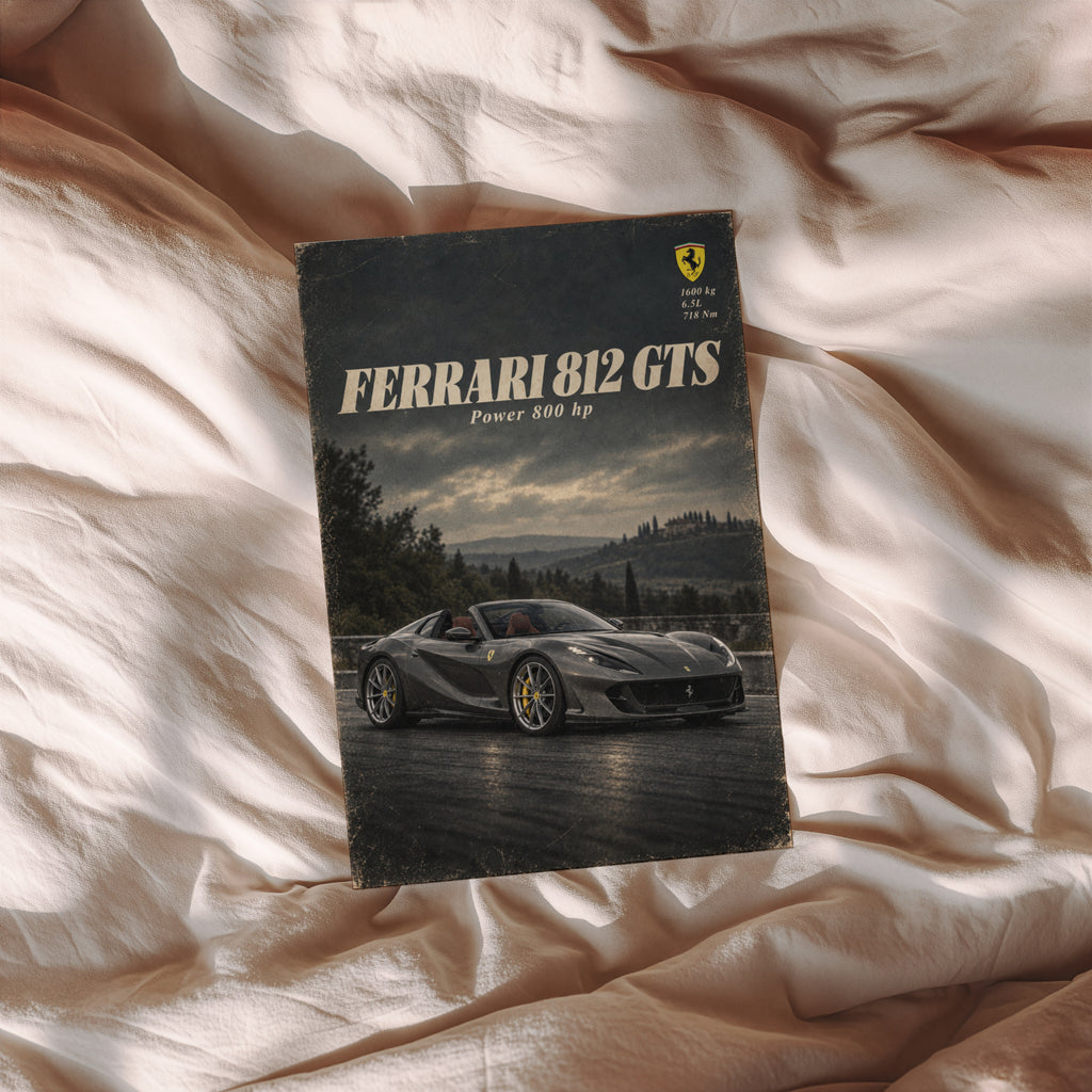 Vintage Ferrari Print, Supercar Wall Art