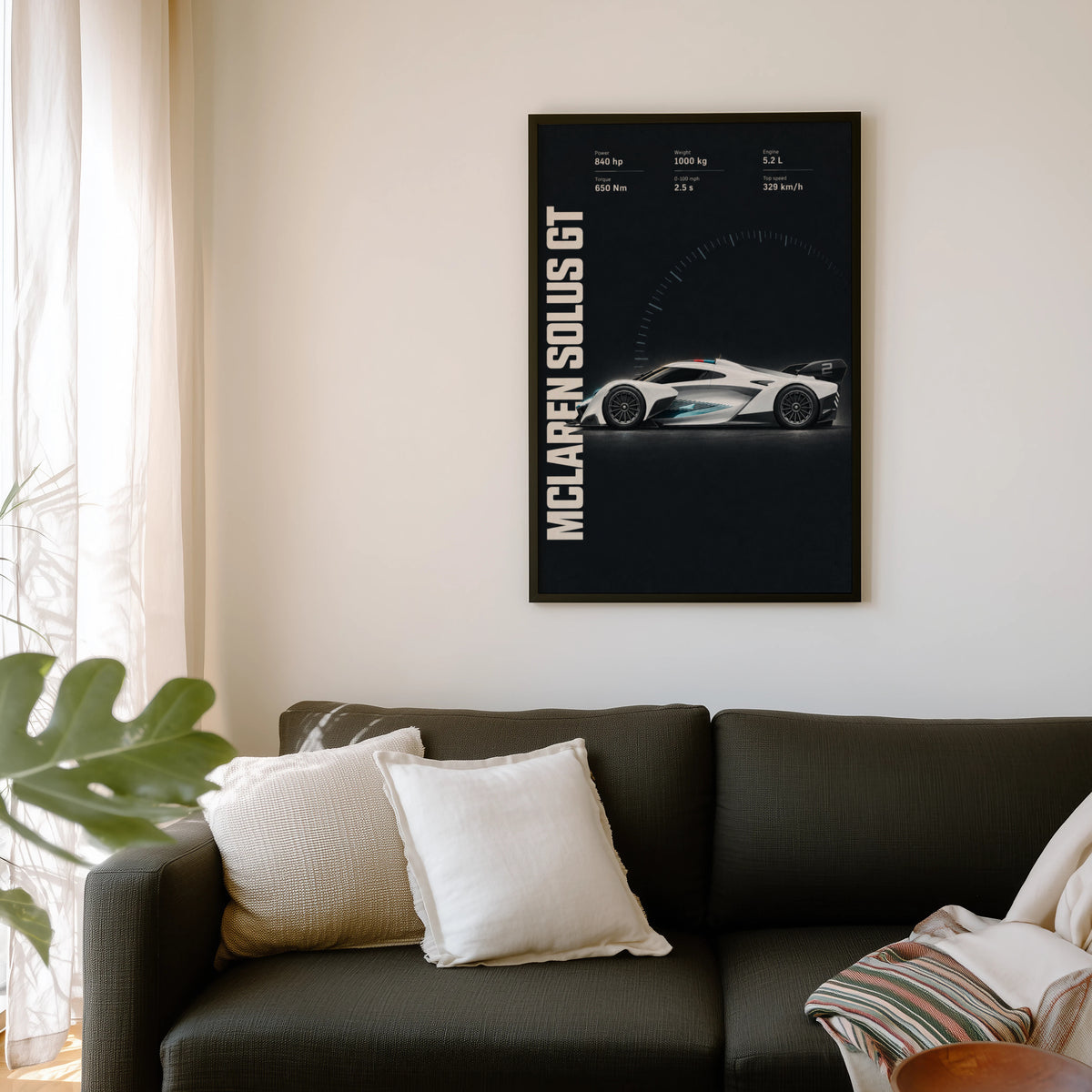 Vintage McLaren Solus GT Print, Supercar Wall Art