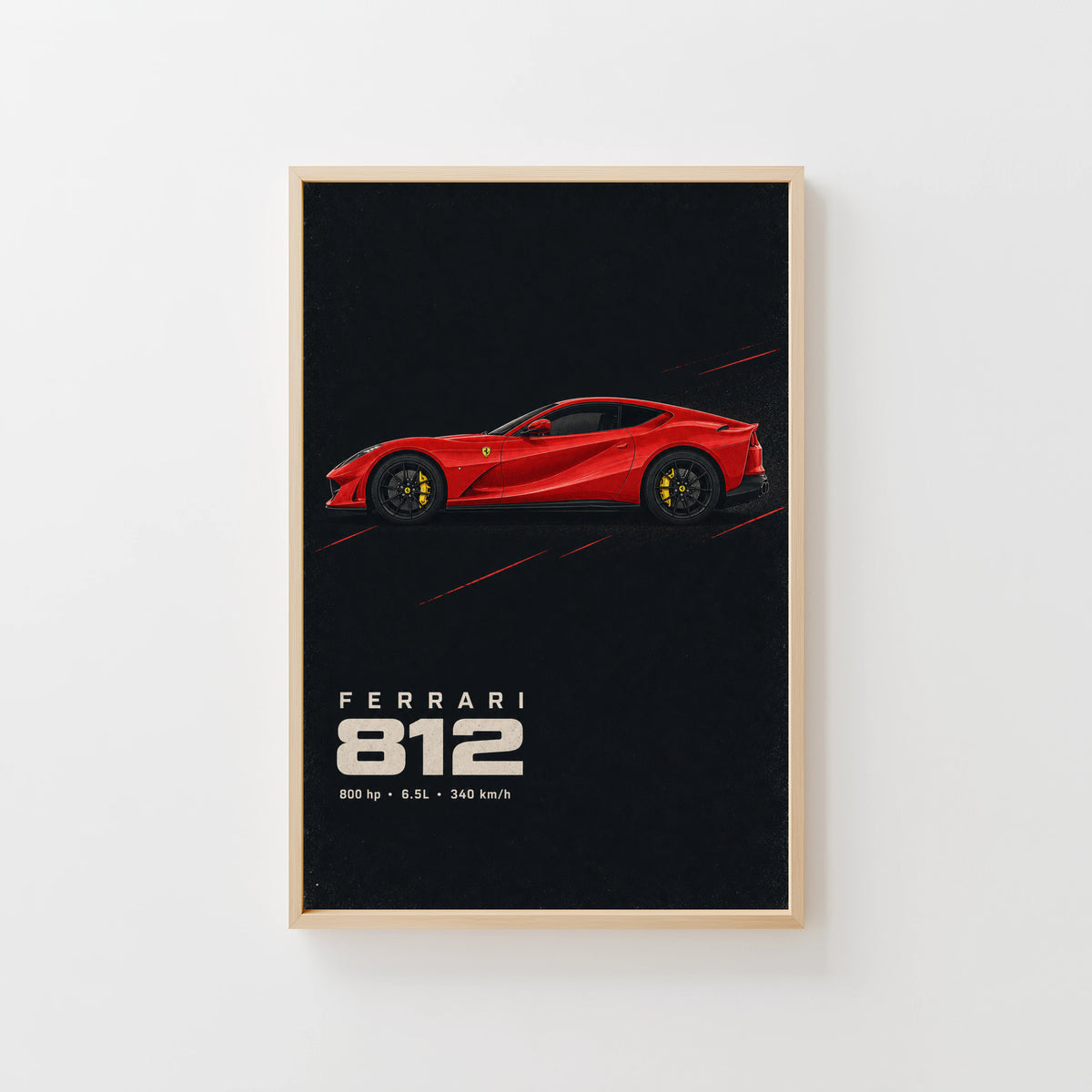 Vintage Ferrari 812 Print, Red Supercar Wall Art