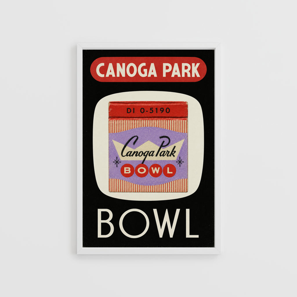 Vintage Bowling Alley Poster, Matchbook Wall Art Print