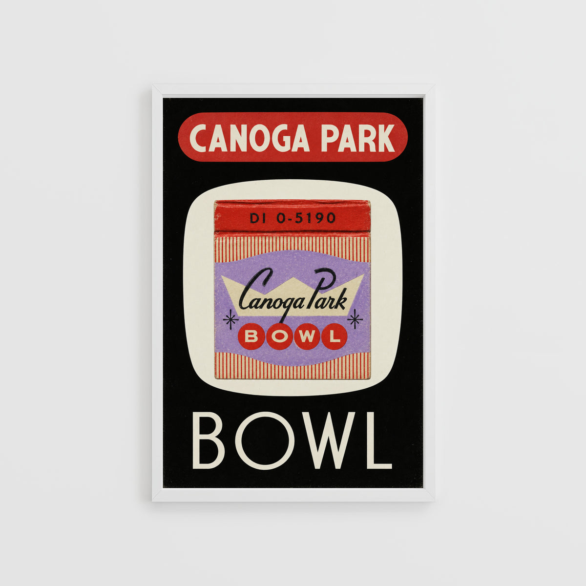 Vintage Bowling Alley Poster, Matchbook Wall Art Print